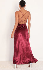 Front Twist Velvet Maxi in Merlot