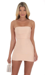 Back Cutout Strapless Dress in Nude Pink
