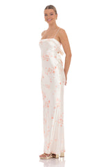 Cherry Blossom Open Back Maxi Dress in Cream