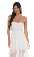 Flow Shimmer A-line Maxi Dress in White