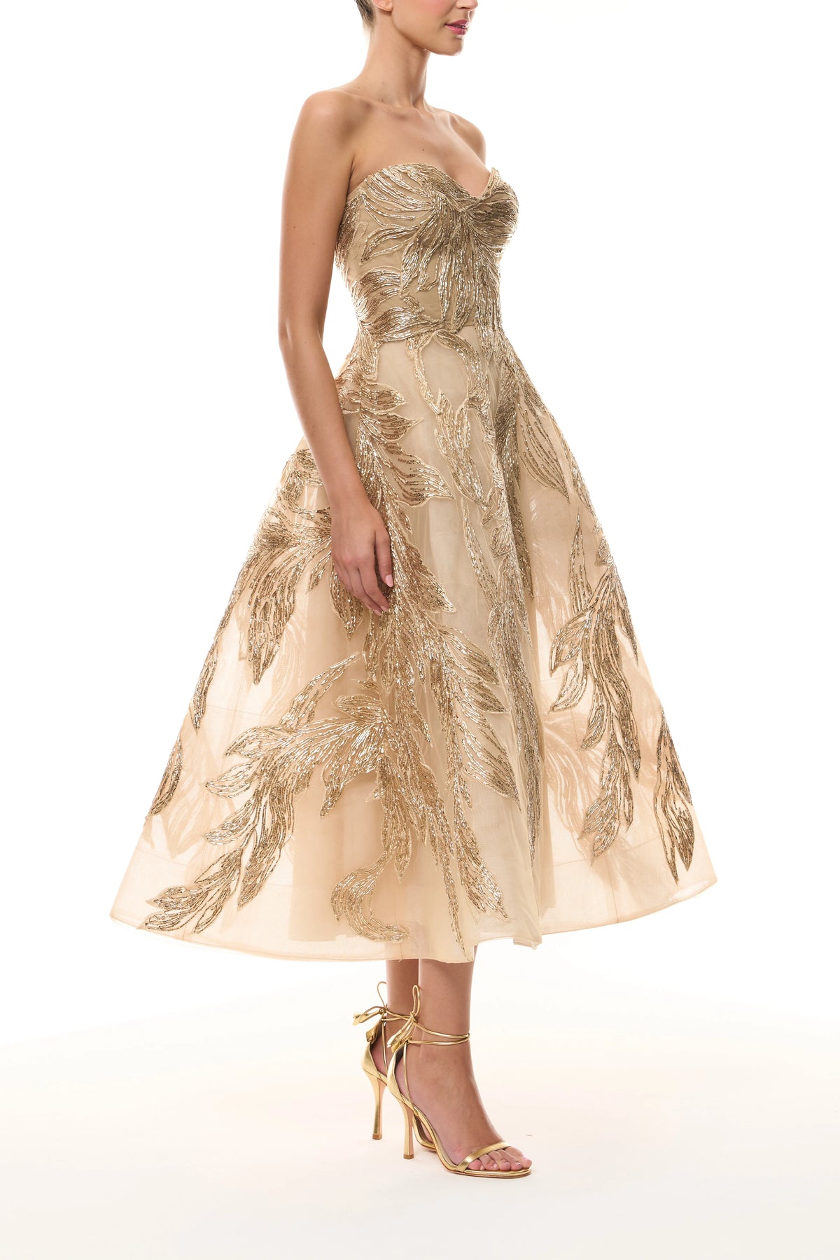Gold Feather Cocktail Dress