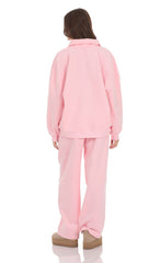 Darted Barrel Fleece Sweatpants in Pink