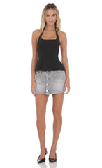 Back Bows Halter Top in Black