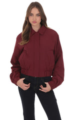 Collared Bomber Jacket in Burgundy