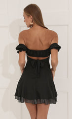 Metallic Ruffle Dress in Black