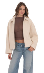 Sherpa Zip-Up Jacket in Cream