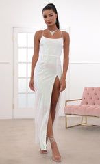 Sequin Luxe Maxi in Iridescent white