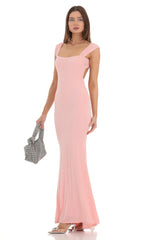 Open Back Maxi Dress in Pink