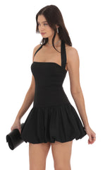 Halter Bubble Dress in Black