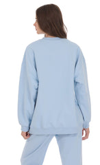 Lucy Oversized Crewneck in Blue