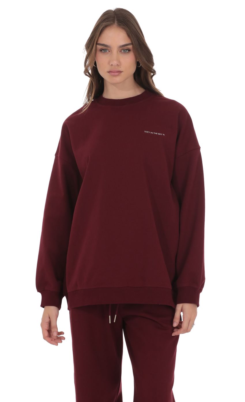 Lucy Oversized Crewneck in Burgundy