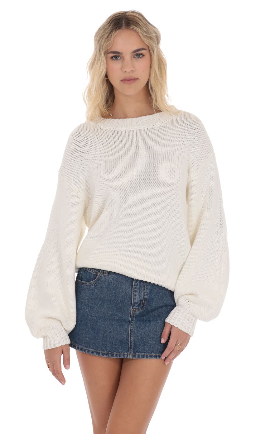 Knit Balloon Sleeve Jumper in Ivory
