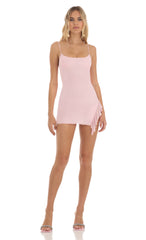 Ruffle Slit Mini Dress in Pink