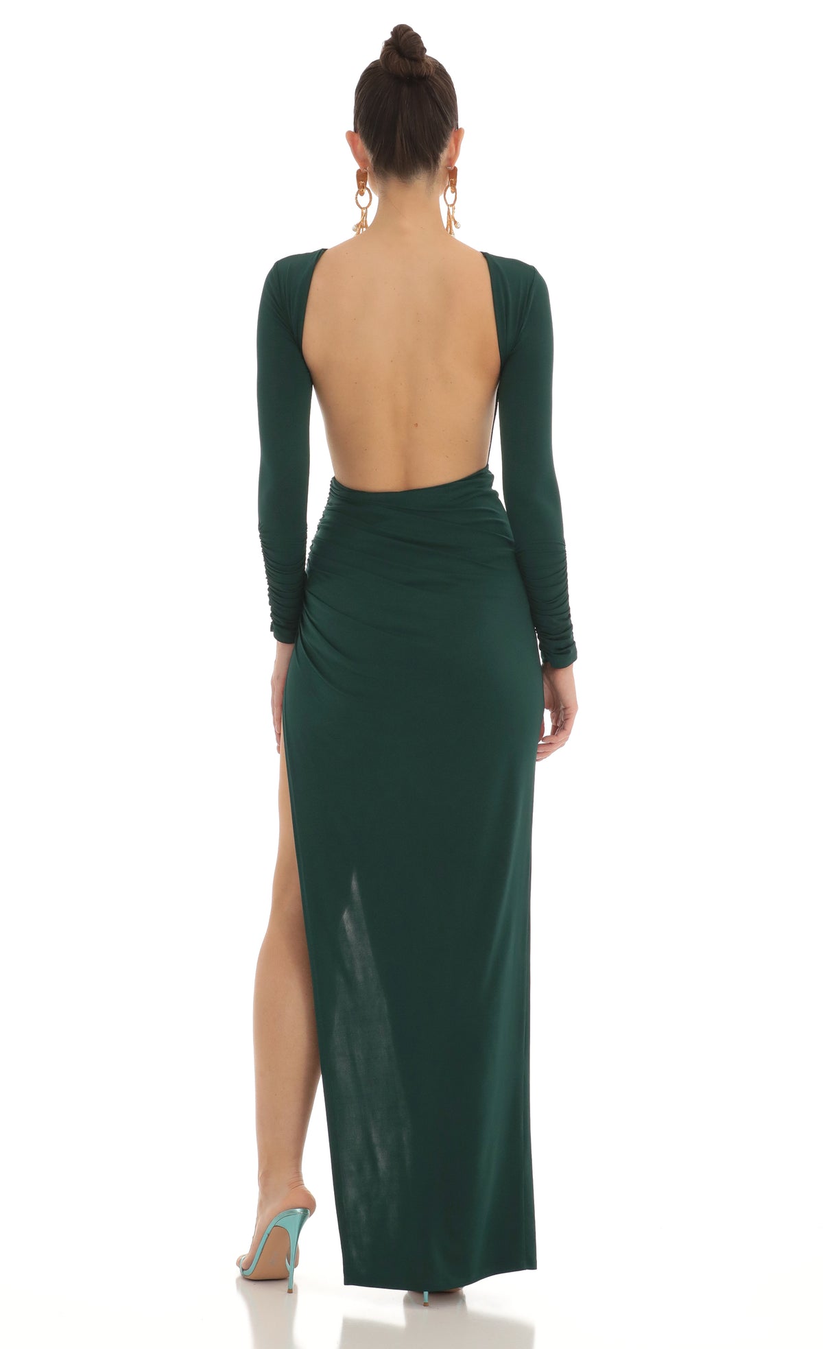 Open Back Maxi Dress in Green