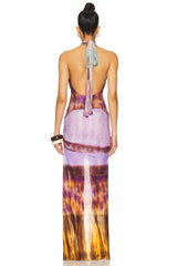 Hazel Printed Mesh Maxi Gown