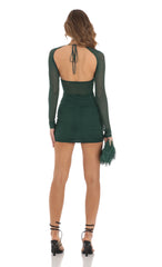 Mesh Long Sleeve Bodycon Dress in Green