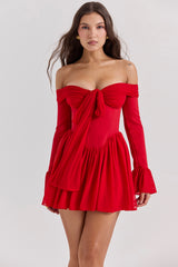 scarlet off shoulder dress