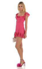 Ruffle Mini Dress in Magenta