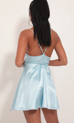 Satin A-Line Dress in Light Blue