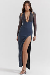 slate plunge maxi dress