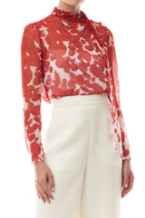 Rose Petal Scarf Neck Blouse