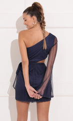 One Shoulder Dress in Blue