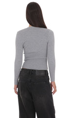 Cinched Knit Cardigan in Heather Grey