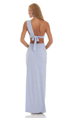 One Shoulder Two Piece Set in Blue