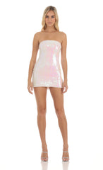 Iridescent Sequin Dress in White