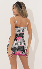 Bodycon Dress in Newspaper Print
