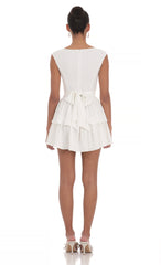 Wide Strap Ruffle Dress in White