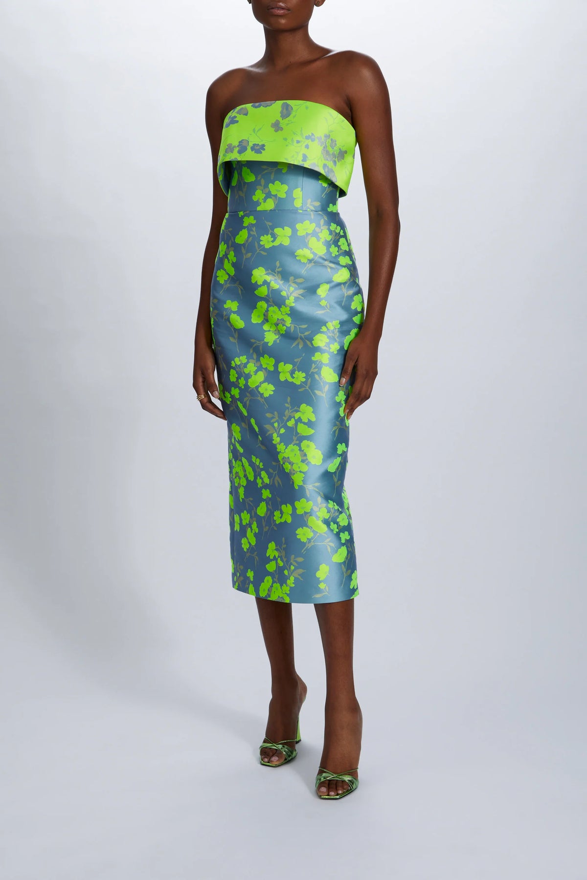 Floral Jacquard Tea-Length Dress