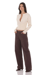 Low Rise Baggy Jeans in Chocolate Brown