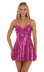 Strappy Sequin Dress in Pink