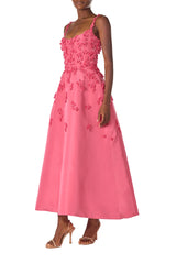 Floral Embroidered Tea-Length Dress