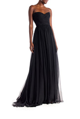 Strapless Draped Chiffon Gown