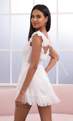 Wrap Dotted Chiffon Dress in White