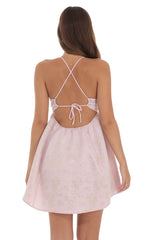 Shimmer Jacquard Baby Doll Dress in Pink
