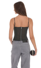Ruched Mesh Top in Black