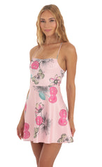 Butterfly Mini Dress in Pink