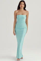 jade satin strapless maxi dress