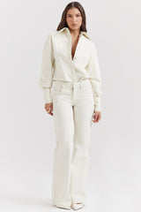 ivory wide leg flared jeans