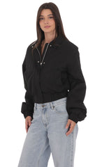 Collared Bomber Jacket in Black