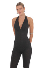 Lace Halter Jumpsuit in Black