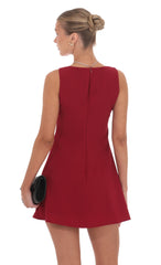 High Neck Dress in Red