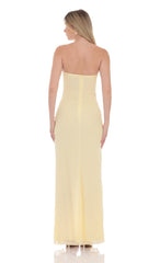Mesh Cutout Ruffle Maxi Dress in Yellow