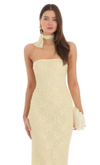 Scarf Lace Maxi Dress in Yellow