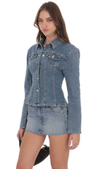 Fitted Denim Jacket in Blue