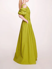 Bubble Sleeve Taffeta Gown