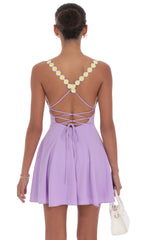 Floral Strap Flare Dress in Lilac